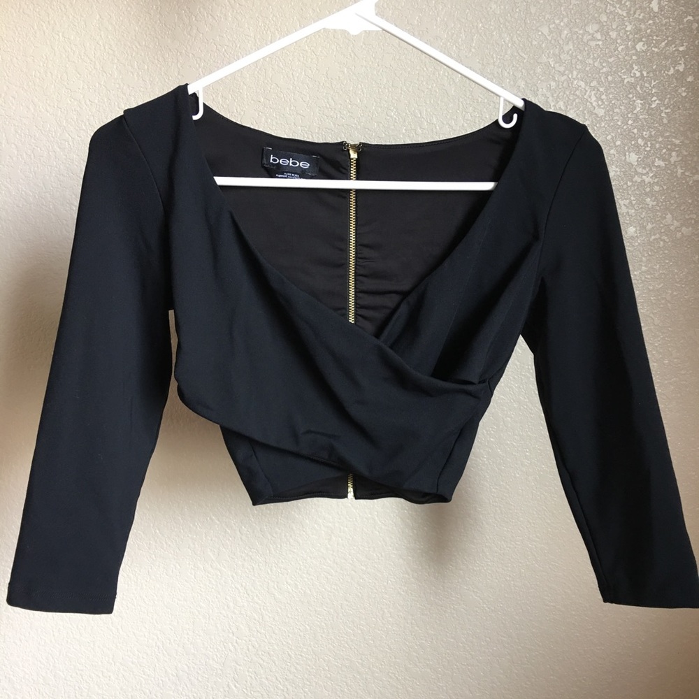 bebe crop top 3/4 sleeve